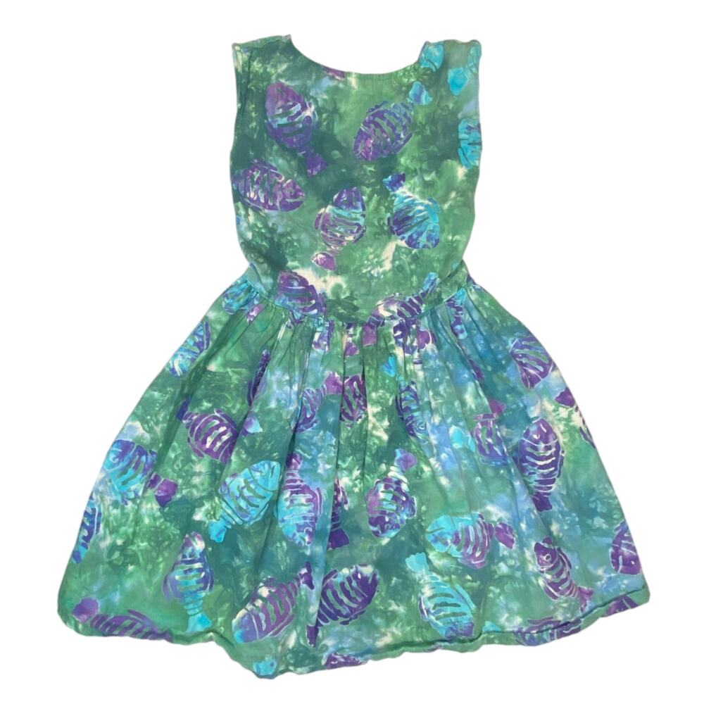 90's Vintage Tye Die Hippie Dress with Fish Size 2T